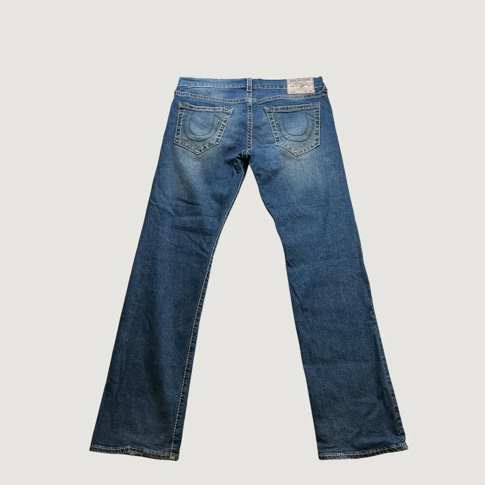 True Religion Ricky Relaxed Straight Medium Wash Blue Jeans Mens 36x33